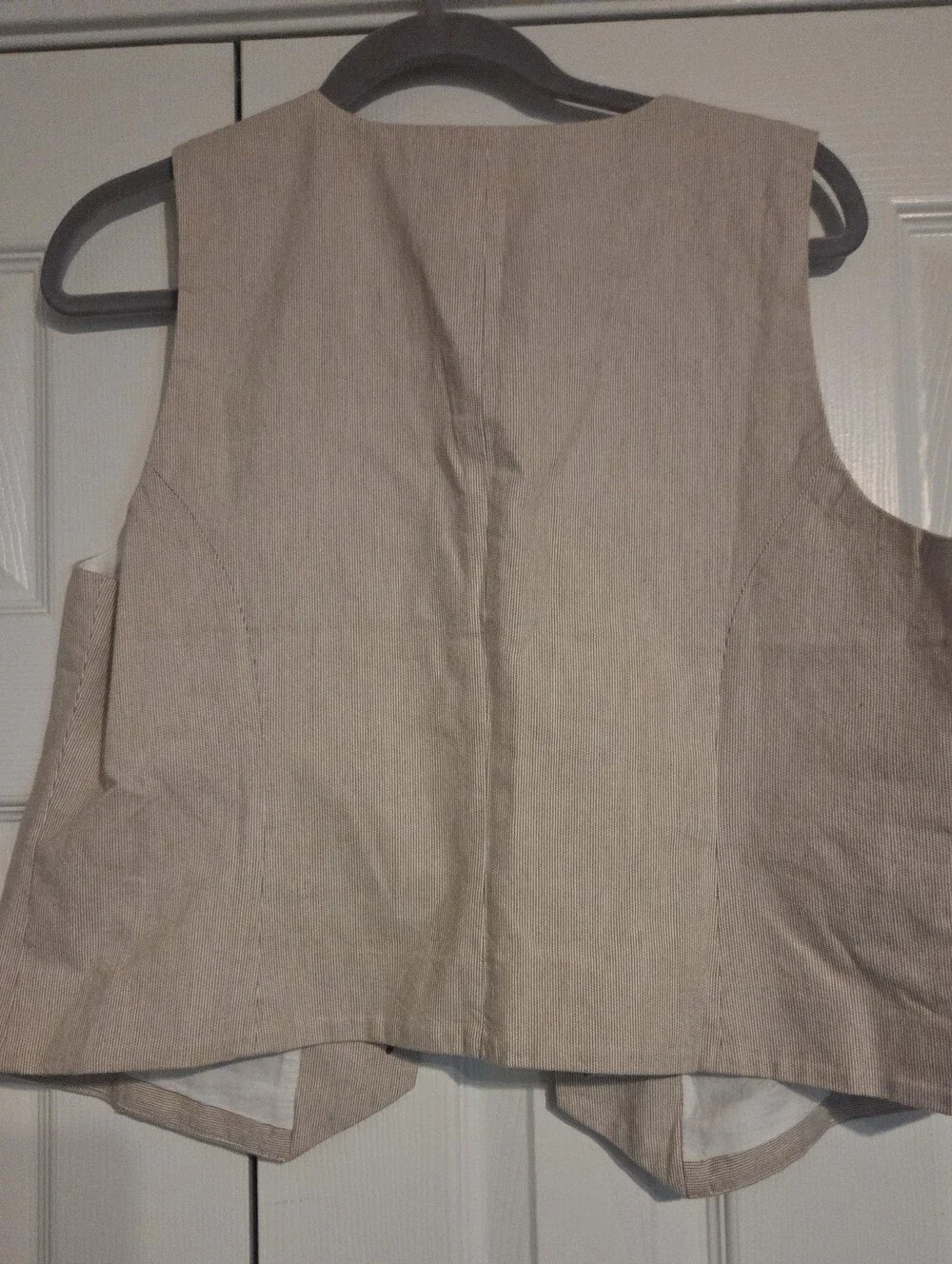 J. Crew Lizzie wide leg pant & matching Vest Neutral Beige Striped Linen-Blend